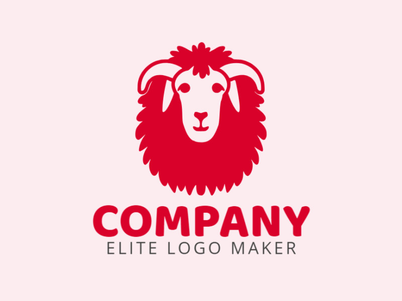 Logotipo vetorial com a forma de uma ovelha vermelha com design animal e cor vermelho.
