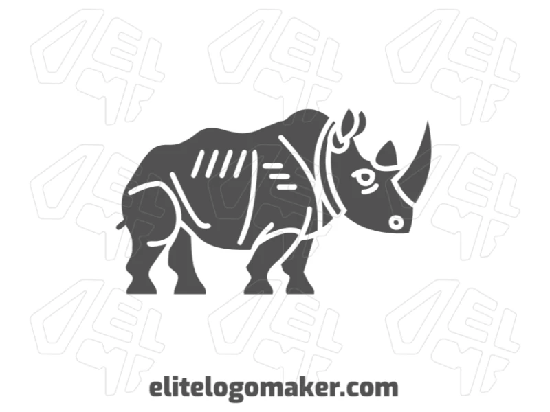El rinoceronte de aspecto refinado en estilo abstracto crea un diseño de logotipo distinguido con una estética única y moderna.