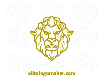 Un archivo vectorial refinado con el diseño de una cabeza de león simétrica en estilo de mascota, perfecto para crear un logotipo profesional.