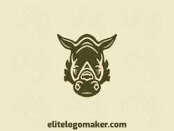 Vector logo in the shape of a rhino head with abstract design and grey color.