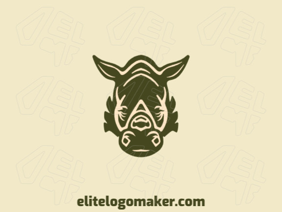 Logotipo vetorial com a forma de uma cabeça de rinoceronte com design abstrato e cor cinza.