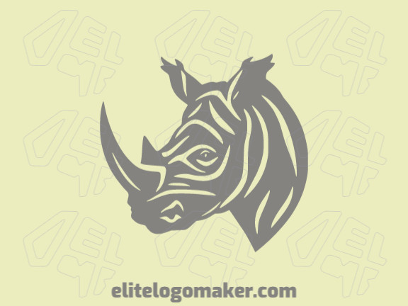 Incorporando poder e resiliência, este logotipo abstrato apresenta a marcante forma da cabeça de um rinoceronte, simbolizando força e determinação, representada em tons de cinza.
