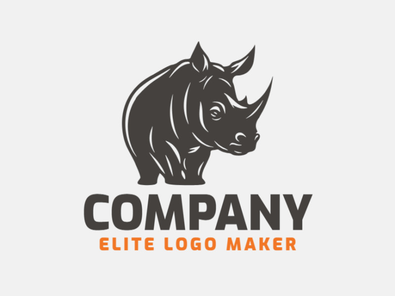 Este logotipo de rinoceronte em tons de cinza apresenta um design abstrato que captura a força e a resistência deste magnífico animal.