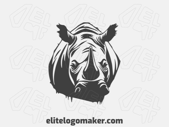 Logotipo moderno com a forma de um rinoceronte com design profissional e estilo mascote.