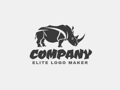 Create a logo for your company in the shape of a rhinoceros with a mascot style and grey color.