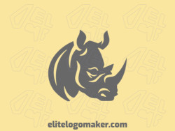 Vector logo in the shape of rhinoceros with simple style and grey color.