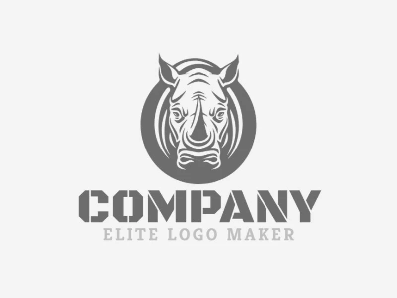 Crafted in a circular form, this logo portrays the strength of a grey rhinoceros. Ideal for businesses seeking to convey power and resilience.