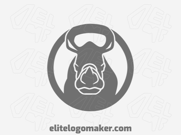 Logotipo com design criativo formando um rinoceronte combinado com uma chaleira com estilo duplo sentido e cores customizáveis.