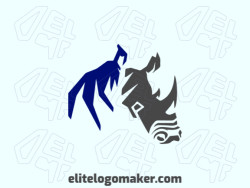 Professional logo in the shape of rhinoceros combined with a mountain with creative design and abstract style.