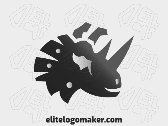 Vector logo in the shape of rhinoceros with abstract design with grey and black colors.