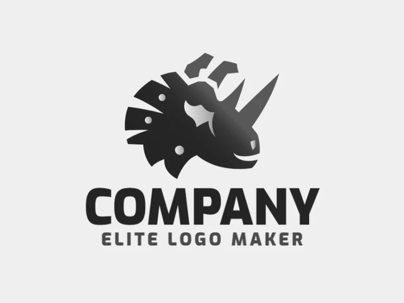 Vector logo in the shape of rhinoceros with abstract design with grey and black colors.