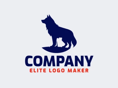 Logotipo simples composto por formas abstratas, formando um lobo rugindo com a cor azul.