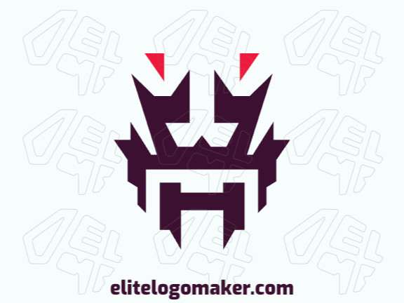 Vector logo in the shape of a robot with abstract design, with red and purple colors.