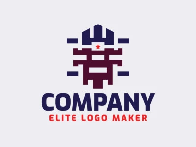 Logotipo personalizable en forma de un robot, con un estilo simétrico, el color utilizado fue el azul.