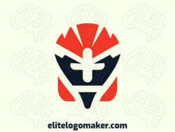 Customizable logo in the shape of a robot with an abstract style, the colors used was red and black.