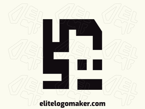 Logotipo disponível para venda com a forma de um robô, com design abstrato e cor preto.