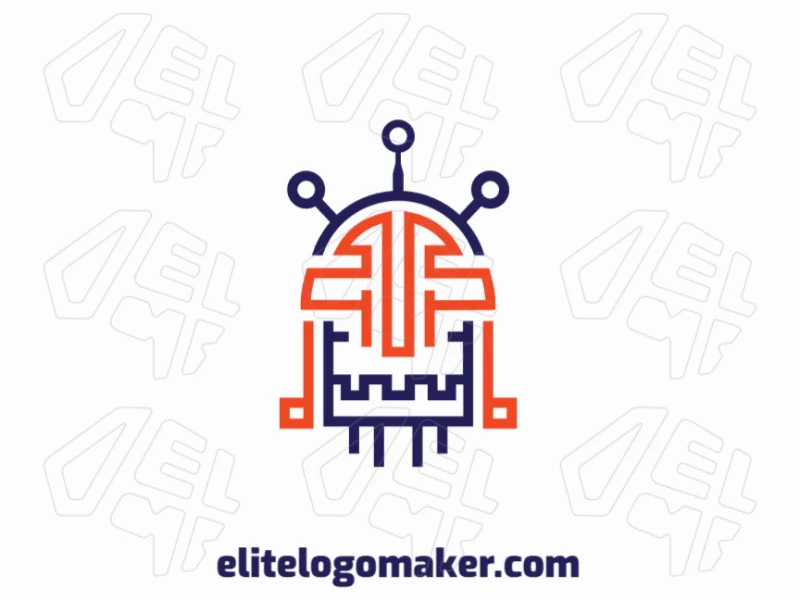 Monoline logo with a refined design, forming a robot, the colors used was blue and orange.