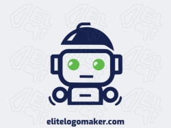 Customizable logo in the shape of a robot with creative design and minimalist style.