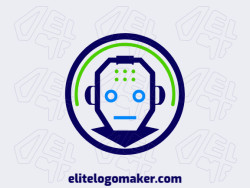 A simple robot icon in shades of green, blue, and dark blue, offering a modern and versatile logo design.