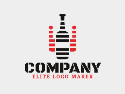 Customizable logo in the shape of a robot combined with a bottle, with creative design and abstract style.