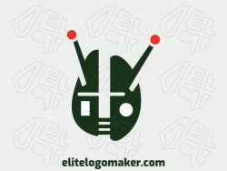 Simple logo composed of abstract shapes forming a robot combined with a brain with green with red colors.