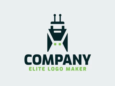 Logo with creative design, forming a robot combined with a suitcase, with abstract style and customizable colors.