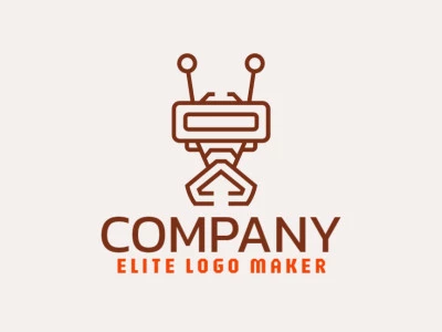 Logotipo con diseño creativo, formando una hormiga robótica con estilo monoline y colores personalizados.