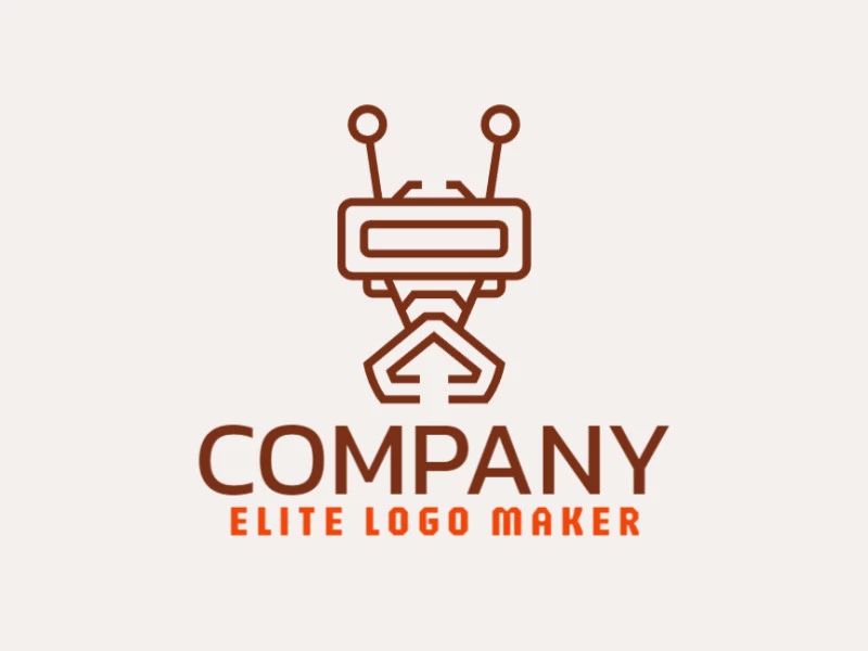 Logotipo con diseño creativo, formando una hormiga robótica con estilo monoline y colores personalizados.