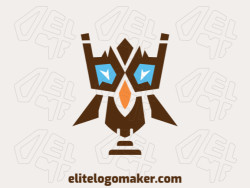 Logo available for sale in the shape of a robotic owl with symmetric design.