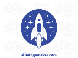 Logo with creative design, forming a rocket with illustrative style and customizable colors.