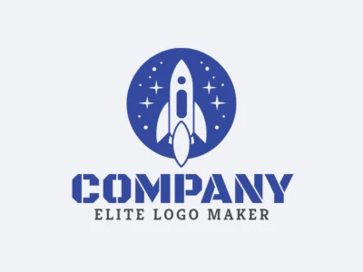 Logo with creative design, forming a rocket with illustrative style and customizable colors.