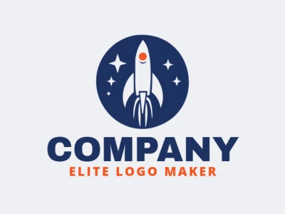 Logo with creative design, forming a rocket with abstract style and customizable colors.