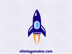 A sophisticated logo in the shape of a rocket with a sleek abstract style, featuring a captivating orange and dark blue color palette.