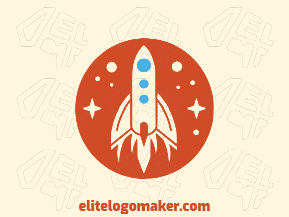 Create your own logo in the shape of a rocket being launched in an abstract style with blue and orange colors.