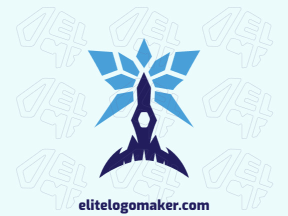 Memorable logo in the shape of a rocket combined with a star, with abstract style and customizable colors.