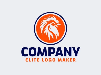 Logotipo customizável com a forma de um galo com design criativo e estilo simples.