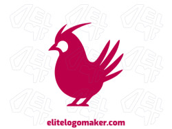 Create a vector logo for your company in the shape of a rooster with a minimalist style, the color used was red.