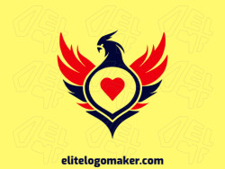 Modern logo in the shape of a rooster combined with a heart with professional design and mascot style.