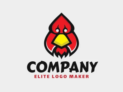 Logotipo disponible para descargar en forma de un gallo con estilo abstracto y colores rojo, amarillo, y negro.