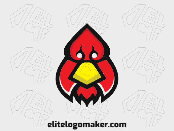 Animal logo in the shape of a stylized rooster head combined with a suit of spades with black, yellow and red colors.