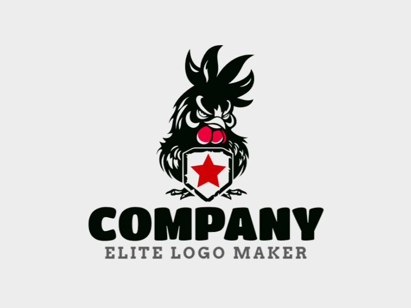 Proposta de logotipo mascote com abordagens inovadoras formando um galo combinado com uma estrela com design de alta qualidade.