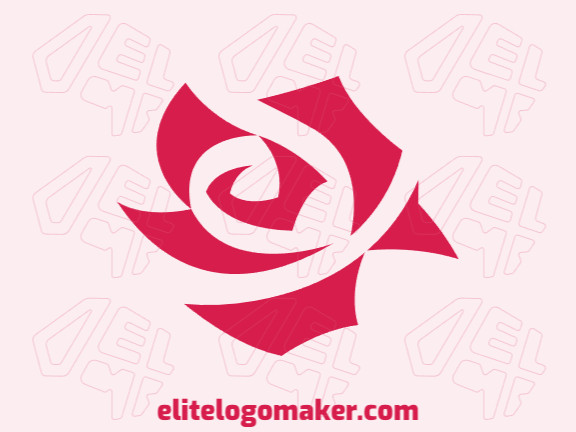 Simple and professional logo design in the shape of a rose with abstract style, the color used is red.