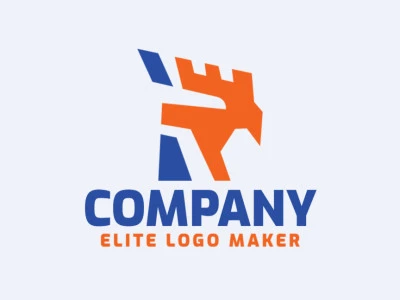 Simple logo with the shape of an eagle combined with a letter "R" with blue and orange colors.