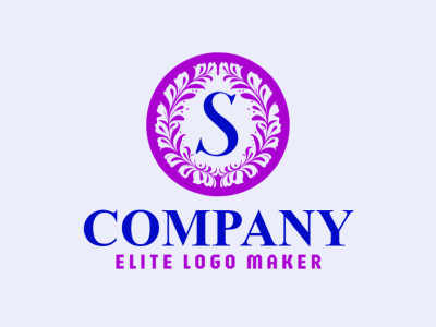 Um logotipo flexível e habilmente modelado na forma de uma letra "S" com um toque de estilo artesanal, onde as cores escolhidas é rosa e azul escuro.