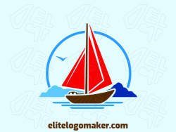 Create your online logo in the shape of a sailboat with customizable colors and abstract style.