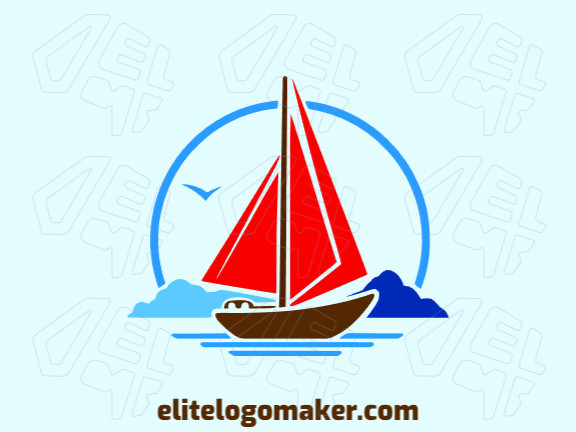 Crie seu logotipo online com a forma de uma barco a vela com cores customizáveis e estilo abstrato.