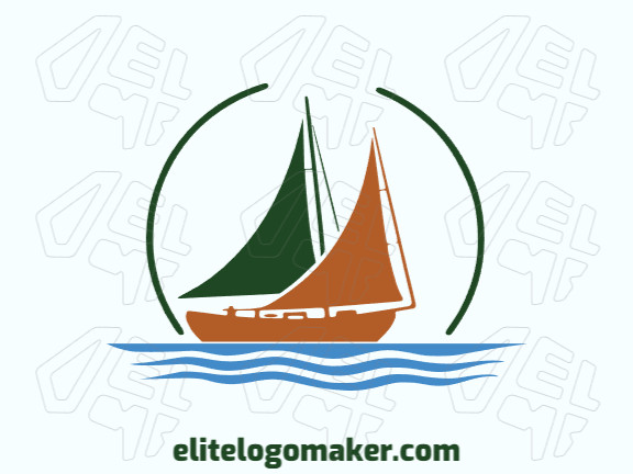 Logotipo memorável com a forma de um barco a vela, com estilo abstrato e cores customizáveis.