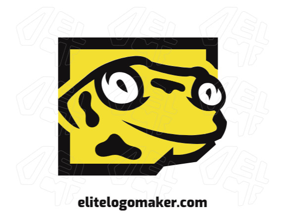 Simple and professional logo in the shape of a salamander combined with a square with illustrative style, the colors used are black and yellow.
