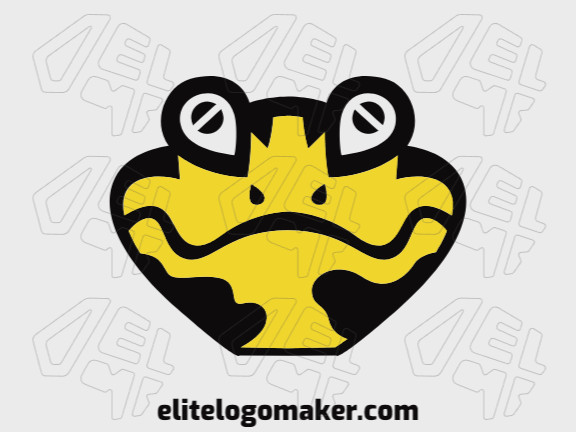 Simple logo in the shape of a salamander head composed of abstract shapes and refined design, the colors used in the logo are black and yellow.