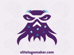 Vector logo in the shape of a sea monster with abstract style with blue and purple colors.